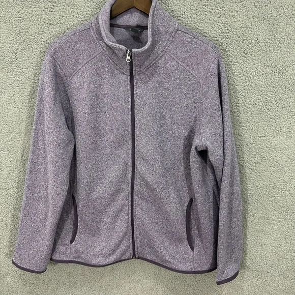 Eddie bauer womens sweatshirt 2XL XXL purple fleece lined full zip zipper layers - Picture 1 of 5